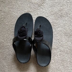 Fitflop Black Sandals with Floral Accent